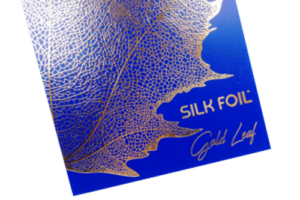 Blue cover with a leaf in gold stamping