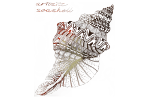 Artistic tribal image by red and black hot stamping