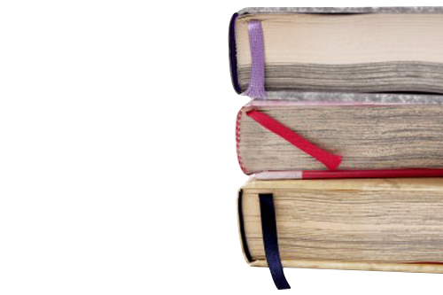 Violet, red, and black bookmarks