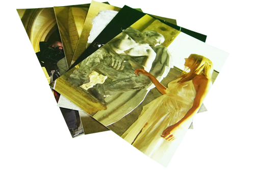 The box contains many booklets of biography and photographs of the artist